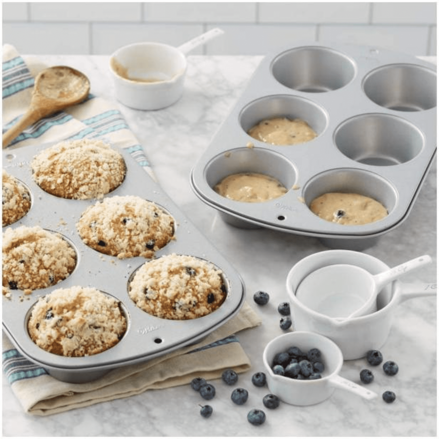 E-far Muffin Pan Set of 3, Stainless Steel Muffin Pan Tin for Baking, 6-Cup  Metal Cupcake Pan Tray, Non-toxic & Healthy, Oven & Dishwasher Safe