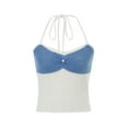 thumbnail image 1 of hirigin Vintage Knitted Halter Top, Women Summer Sleeveless Camisole, 90s 00s Vintage Backless Crop Top Retro Mini Vest Streetwear, 1 of 9
