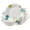 thumbnail image 1 of Gibson Home Retro Specks 12 Piece Fine Ceramic Dinnerware Set with Retro Blue Dots Decal, 1 of 5