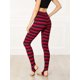 thumbnail image 5 of Allegra K Las polainas del traje de la Navidad de las mujeres imprimieron los pantalones del estribo de la yoga de la cintura elástica de la cintura alta Rayas negras rojas L, 5 of 6