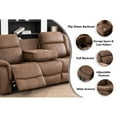 thumbnail image 4 of Hybition 3 Piece Fabric Reclining Living Room Set with Cup Holders Storage Brown, 4 of 8