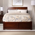 thumbnail image 3 of Portland Full Wood Platform Bed with Footboard and Twin Trundle in Walnut, 3 of 11