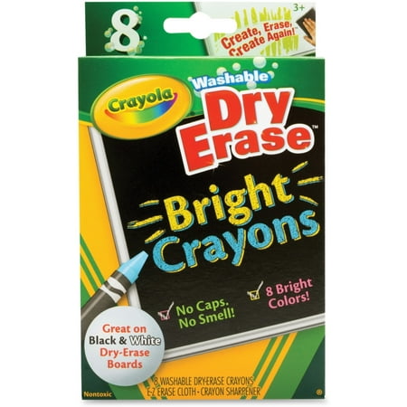 Crayola Large Size Dry Erase Crayons, 8-count with Crayon Sharpener