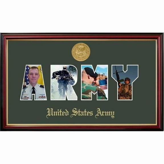 Campus Images ARSSPT001S Patriot Frames Army Collage Photo Petite Mahogany Frame with Gold Medallion
