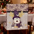 thumbnail image 2 of Luoshdecor Christmas Chair Back Covers, Winter Purple Reindeer Santa Snowman Chair Cover for Kitchen Holiday Home Party 18x21 in, 2 of 6