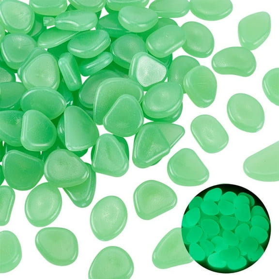 1set 100 Pcs Glow in The Dark Stones Green Pebble for Fish Glow Fish Rocks Glow Decorate Glow Decor for Garden Aquarium Walkway Driveway Plant Pots Bonsai Yard Garden Park Lime