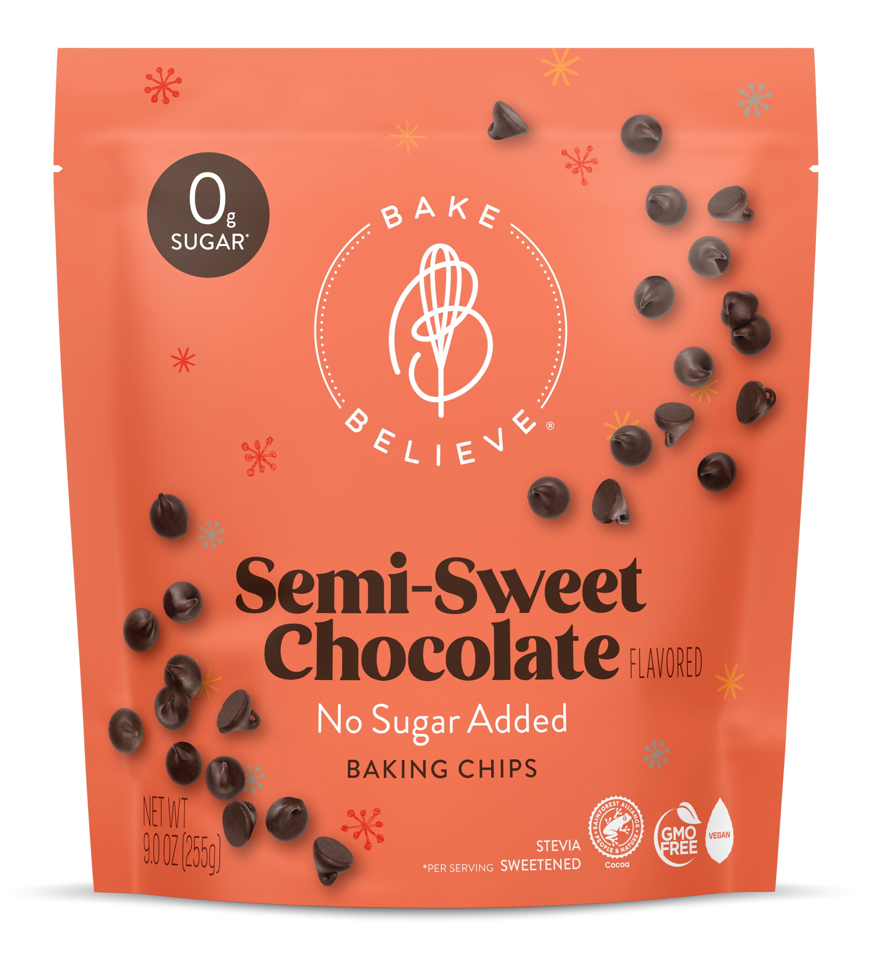 (2 pack) Bake Believe ,Keto-Friendly, Semi-Sweet Baking Chips, 9 oz