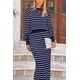 thumbnail image 3 of Conjunto de suéter PRETTYGARDEN para mujer, falda midi de punto a rayas, azul, 3 of 9