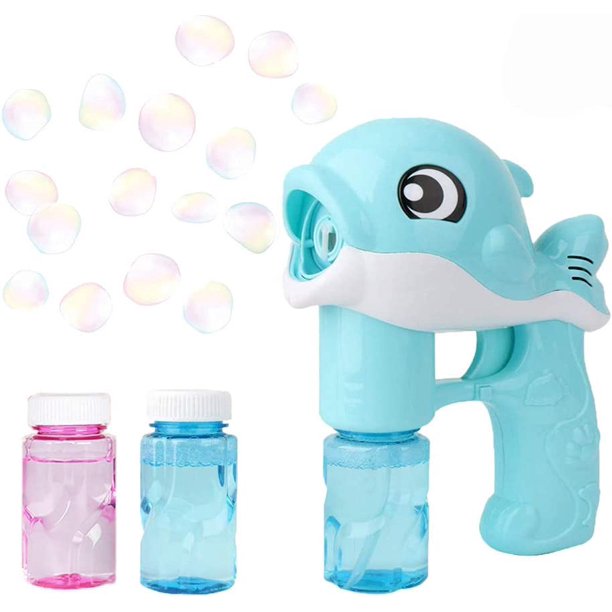 Pistola de burbujas para niños, máquina automática de burbujas de jabón (azul), pistola de burbujas de verano, ventilador de burbujas para niños, para fiestas de cumpleaños, Halloween, bodas