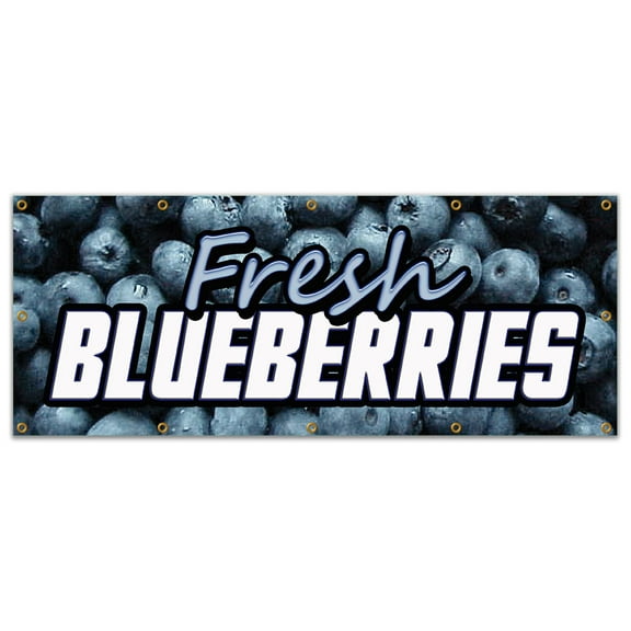 48"x120" FRESH BLUEBERRIES BANNER SIGN fruit stand cart signs produce farmers