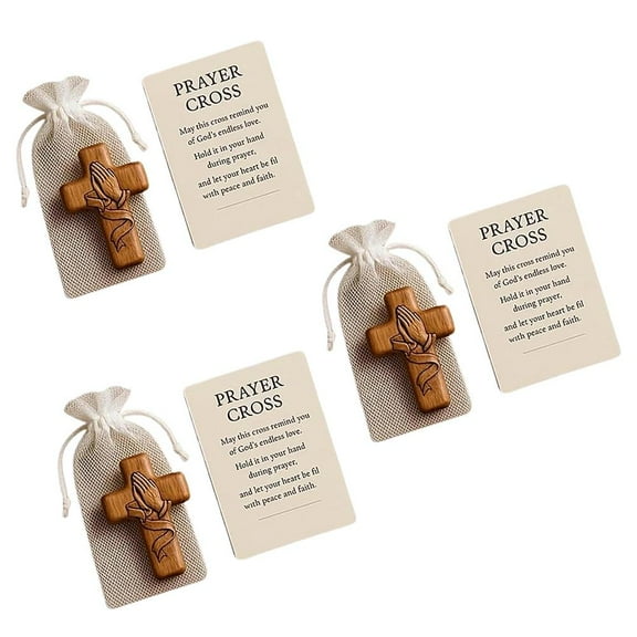 Pekkaxy Pocket Prayer Cross, Handheld Natural Resin Cross for Spiritual Comfort
