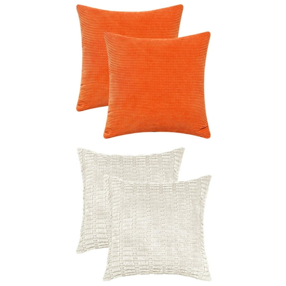 Unique Bargains 4 Pcs Solid Modern Throw Pillow Covers Beige/Orange