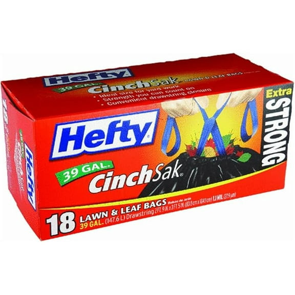 Hefty Strong Lawn and Leaf Large Garbage Bags, 39 Gallon, 18 Count ( Pack of 2 )