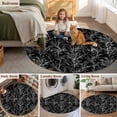 thumbnail image 6 of Black Art Washable Round Area Rug 8 ft, White Tree Branch Botanical Abstract Plant Leaves, Soft Non Slip Rugs Stain Repellent Indoor Felt Carpet for Living Dining Room Bedroom Home Office, 6 of 9