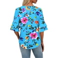 thumbnail image 5 of Fmbrln Womens Tops Summer Fashion Double Layered Short Sleeve V Neck T-Shirts Casual Loose Fit Floral Print Beach Vacation Blouses, 5 of 7