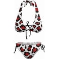 thumbnail image 5 of SKQIT Women Sexy Bikini Set Halter Side Tie Two Piece Leopard Print Swimsuit Triangle Bathing Suits, 5 of 7