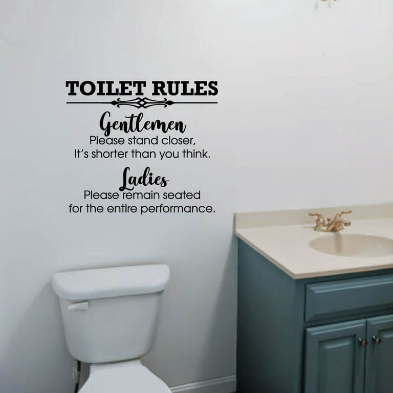 Stickers 5 Toilet Rules Vinyl Wall Art Decor WC Mural Decal Wash Room Home  Decor Poster House Decoration 37 cm x 58 cm