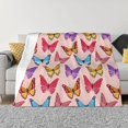thumbnail image 1 of XMXT Throw Blanket, Vintage Pink Colorful Butterfly Machine Washable Blankets for Sofa, 40 x 30 inches, 1 of 9
