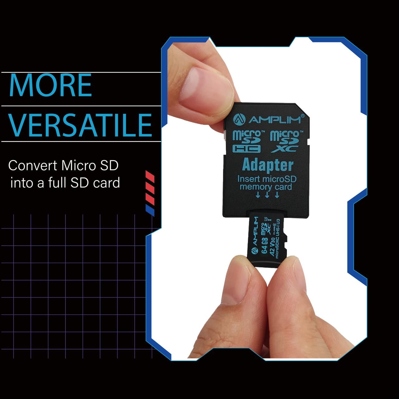 Amplim Micro SD Card 64GB | MicroSD Memory Plus Adapter | A2 MicroSDXC U3 Class 10 V30 UHS-I for GoPro Hero, Surface, Phone, Camera Cam, Tablet | Green 2 Pack