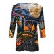thumbnail image 3 of Blusa de manga larga con estampado floral de Halloween para mujer: blusa informal con cuello cuadrado para otoño, 3 of 4