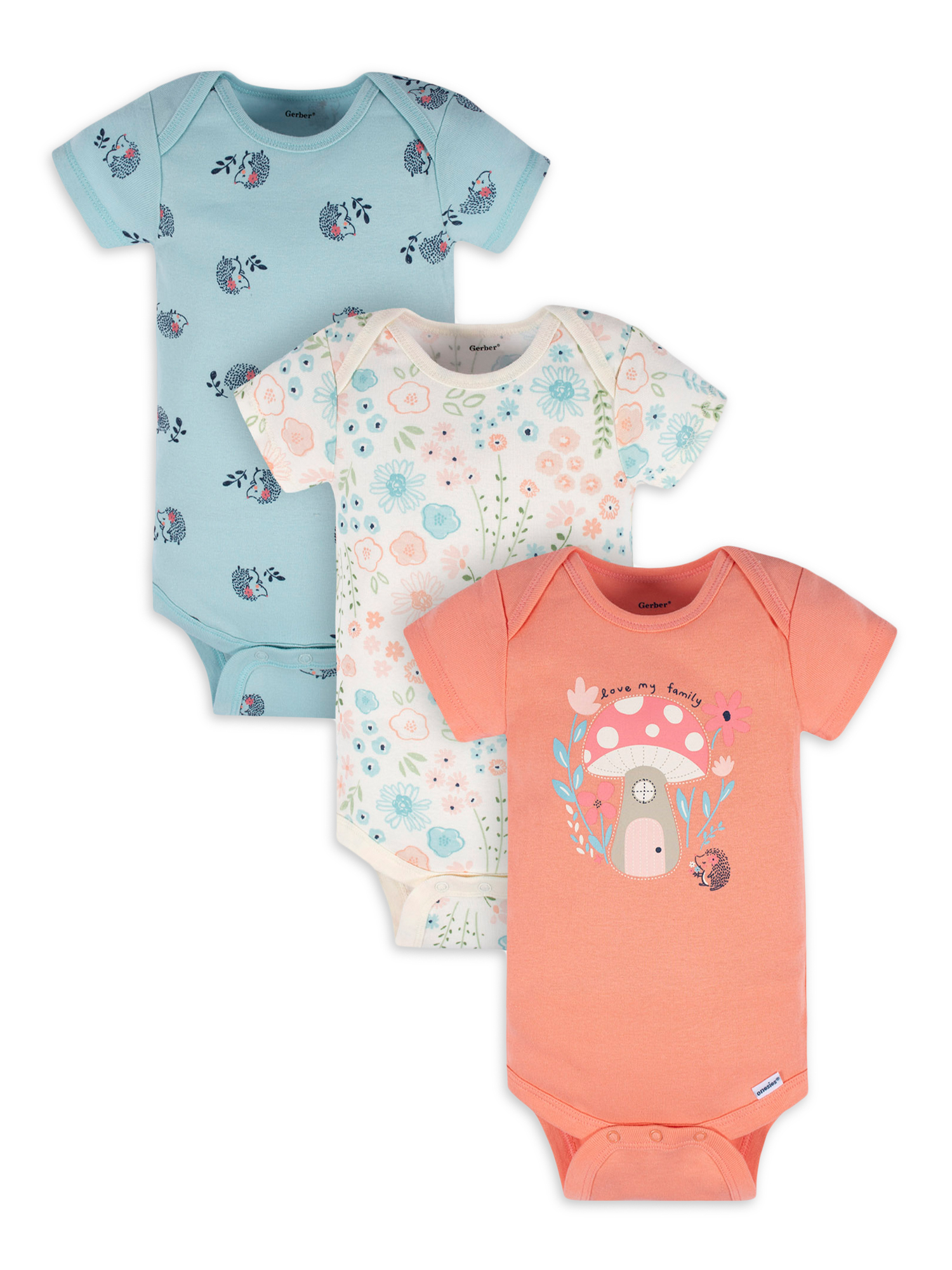 Gerber Baby Girl Bodysuit, 3-Pack, Sizes Preemie -12 Months