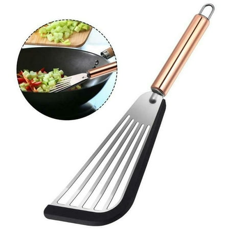 

Stainless Steel Fish Spatula with Silicone Edge Kitchen Slotted Spatula Turner