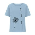 thumbnail image 4 of Mujeres Casual Algodón y Lino Top Impreso Manga Corta Botón Túnica Camiseta Blusa Tops Fridja  nalpqowj29400, 4 of 6