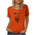thumbnail image 2 of Neewe Women's Orange Shirt With Day Summer Tops Short Sleeve Crew Neck Shirts Puff Sleeve Casual Tshirts, 2 of 5