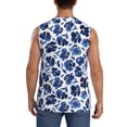 thumbnail image 4 of Balery Blue Ink Flowers Camisetas sin mangas para hombre, absorbe la humedad y protege contra el mal olor.-Medium, 4 of 7