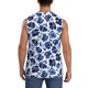 thumbnail image 4 of Fotbe Blue Ink Flowers Men's Camiseta sin Mangas Estampada para Hombres, Playera Casual para Gimnasio, Entrenamiento, Playa-Medium, 4 of 7