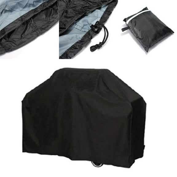 Raindrops Black Nylon Large BBQ Cover Heavy Duty Waterproof Protective For Garden Furniture And Grills 1Pcs 57x24x46in