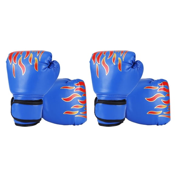 Naiovety Guantes de boxeo para niños Punzonado Sparring Cuero Algodón Kickboxing Entrenamiento Lucha Fitness Mitones Gimnasio Protector de Azul 2Conjunto