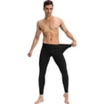 thumbnail image 3 of Active Men's Full Length Seamless Compression Leggings with Smooth Wide Waistband and Second-Skin Fit - Medium, Black, 3 of 5