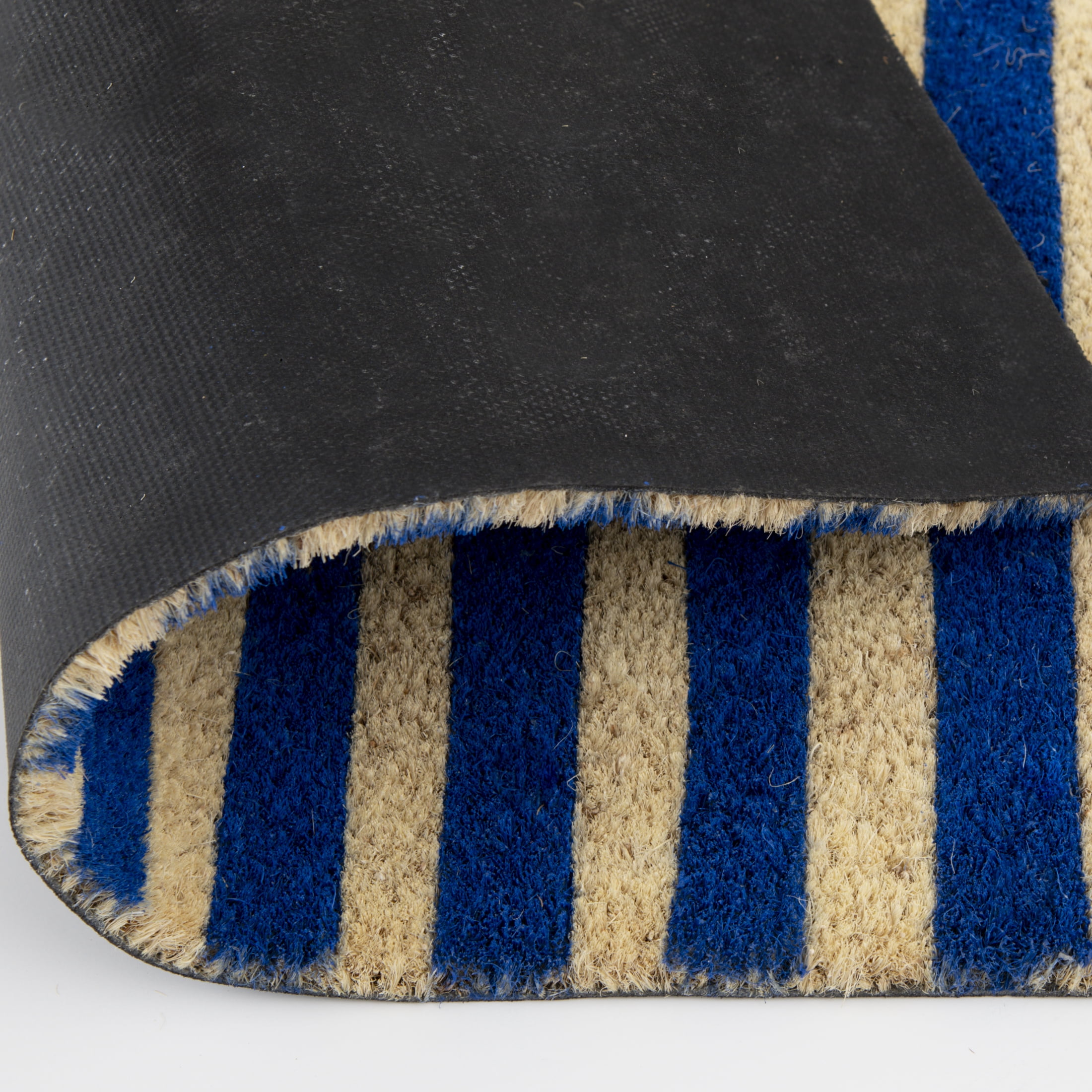 Mainstays Blue Summer Stripes Coir Outdoor Doormat, 18"x30"