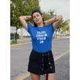 thumbnail image 2 of My World Without Coffee Backwards Funny Women Royal Blue T-Shirt, Female XX-Large, 2 of 4