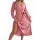 thumbnail image 1 of Vestido Plisado de Larga con Cuello en V y Lunares para Mujer, Informal, Holgado y con Cinturón Rosa L, 1 of 10