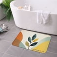 thumbnail image 3 of FJPT Non Slip Flannel Polyester Floor Mat With Leaf Pattern For Bathroom Kitchen Bedroom Decor 16x24 inch, 3 of 5