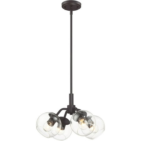 

Satin Bronze Tone Finish Semi Flush 16 Wide Clear Glass Candelabra Base 4 Light Fixture