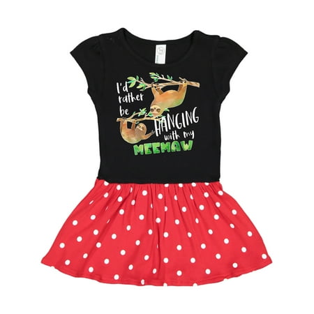 

Inktastic Id Rather Be Hanging with my Meemaw- Cute Sloths Gift Toddler Girl Dress