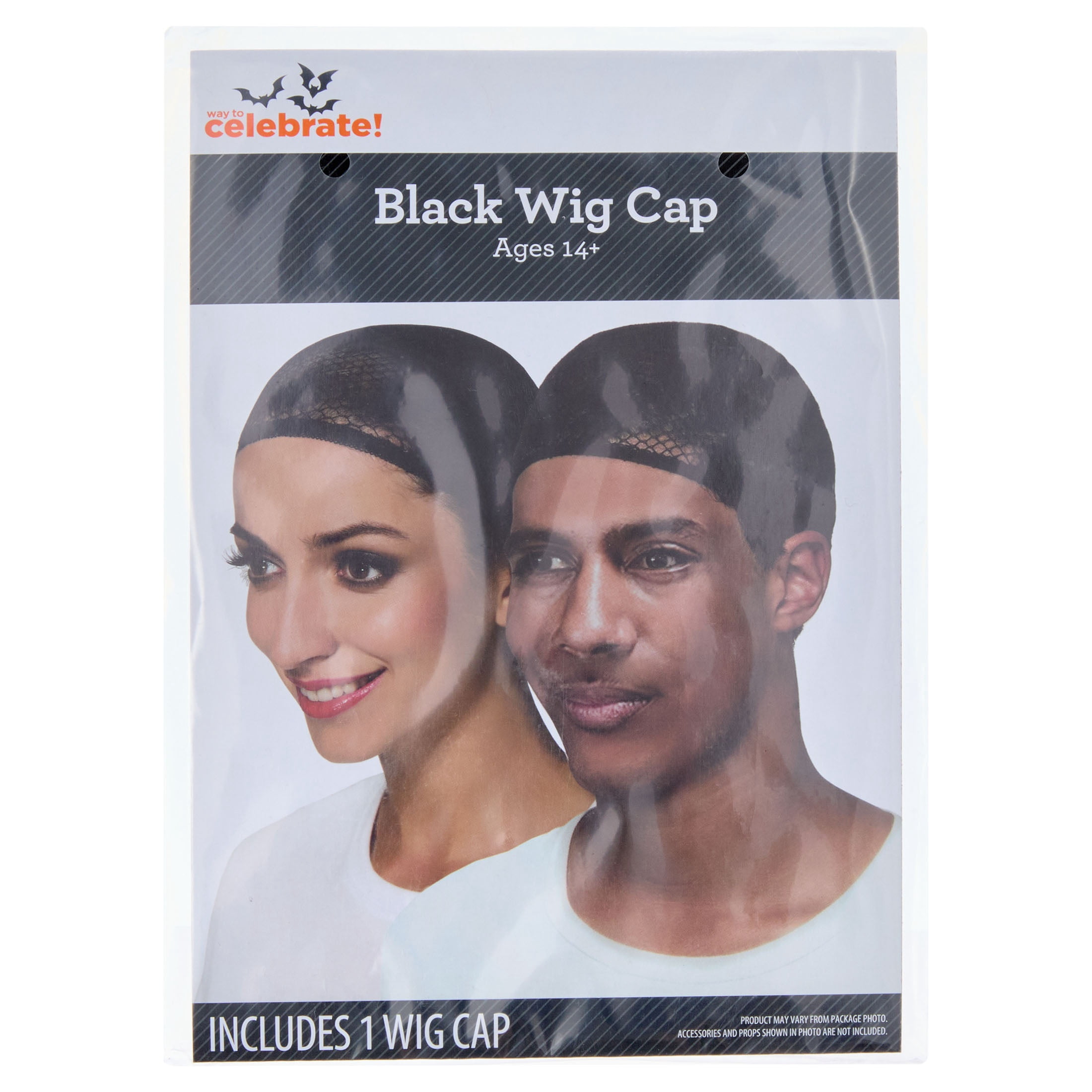 Wig Cap Costume Accessory for Adults, Black, Halloween by Way To Celebrate
