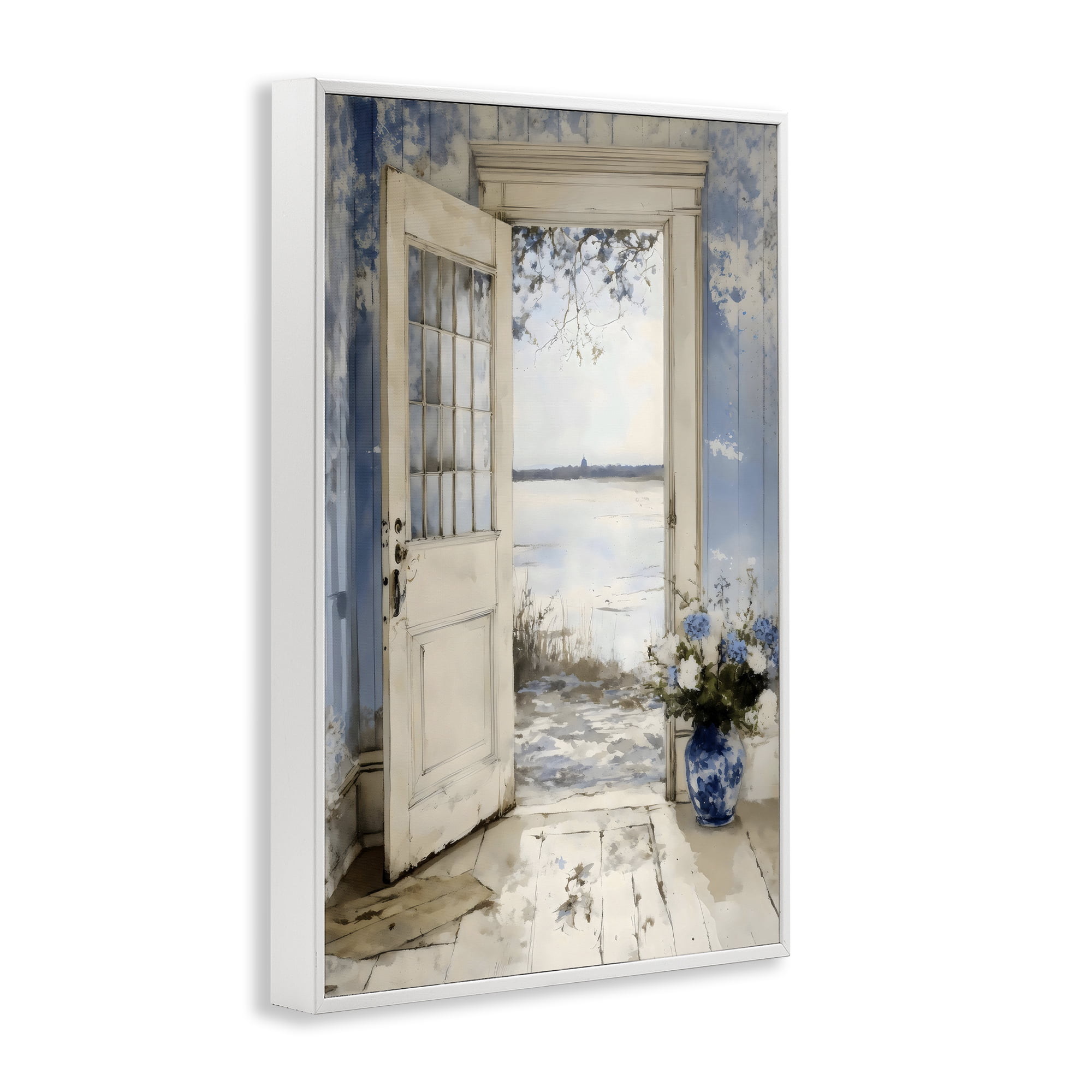 Stupell Industries Blue Country Cottage Doorway White Framed Giclee Art, design by LSR Design Studio