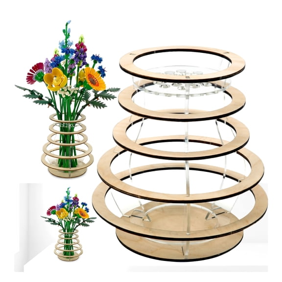 Renyuanyuan Wooden Lego-Style Flower Vase, Buildable Brick Design, Diy Puzzle, for Home Decor and Gift