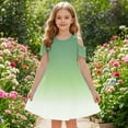 thumbnail image 5 of Cold Shoulder Dresses for Girls with Pockets Size 3-14 Teens Kids Trendy Gradient Printed Short Sleeve Crewneck Pullover Tshirts Dress, 5 of 8