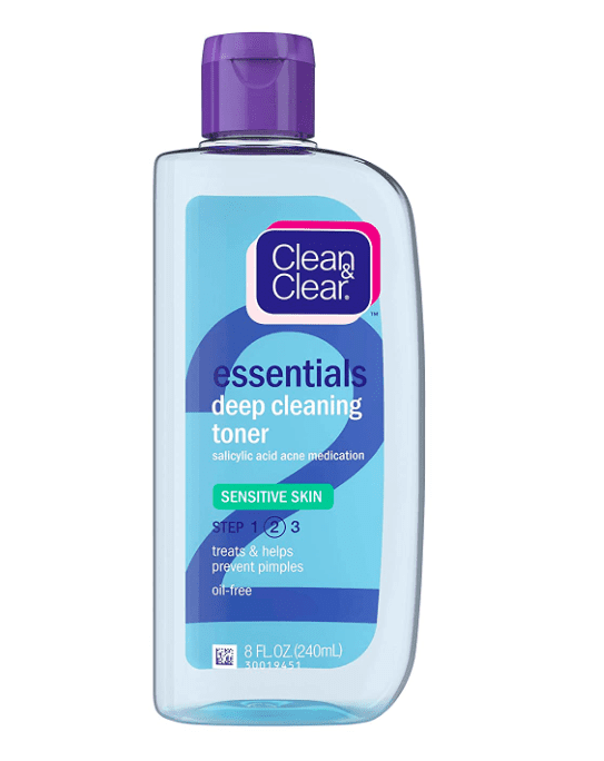 Clean & Clear Essentials Deep Cleaning Face Toner with Salicylic Acid Acne Medicine, OilFree
