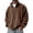 (NEW10)Brown, variant on Men's Zip Up High Collar Jacket Casual Suede Long Sleeve Basic Coat Zipper Stand Collar Soft Warm Jacket for Fall