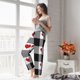 thumbnail image 5 of Fotbe Heart Black Buffalo Plaid Gingham Pantalones de Pijama para Mujer, Pantalones de Dormir, Pantalones Pj con Cordón y Bolsillos-X-Large, 5 of 6
