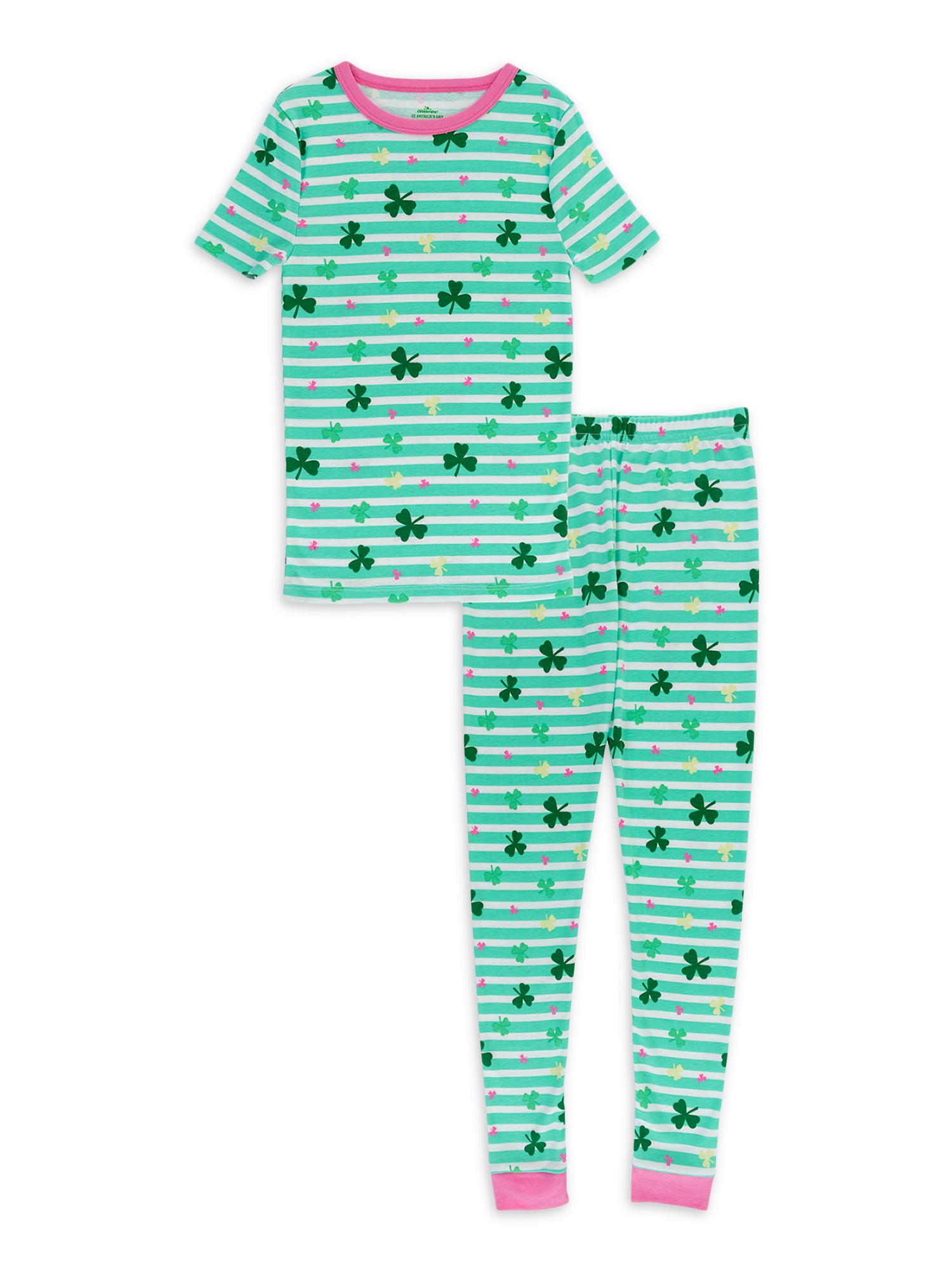 Custom Boy & Girl Kids Pajamas Pjs Love Clover St Patricks Day Cotton