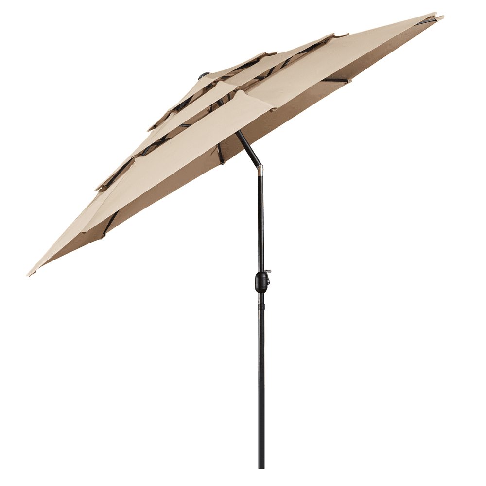 Renwick 10ft Outdoor 3 Tier Vented Umbrella with 8 Sturdy Ribs, Tan