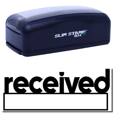 Large Pre-Inked Lowercase Received with Date Box Stamp, Slim 1854, Ultra Slim Design, Impression Size 1-13/16" by 2-1/2", Up to 25,000 Impressions - Black Ink