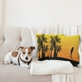 thumbnail image 4 of Ambesonne Summer Throw Pillow Cover 2 Pack, Ombre Sunset Palms Dolphin, 20", Yellow Orange, 4 of 5